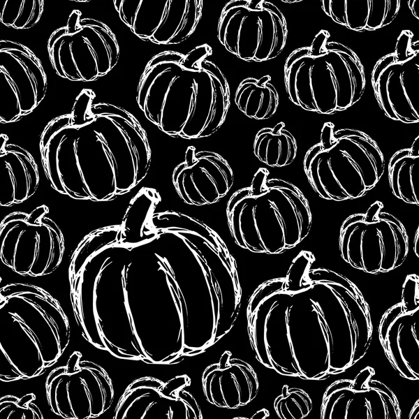 Calabaza garabato dibujado a mano simple patrón inconsútil oscuro eps10 — Vector de stock