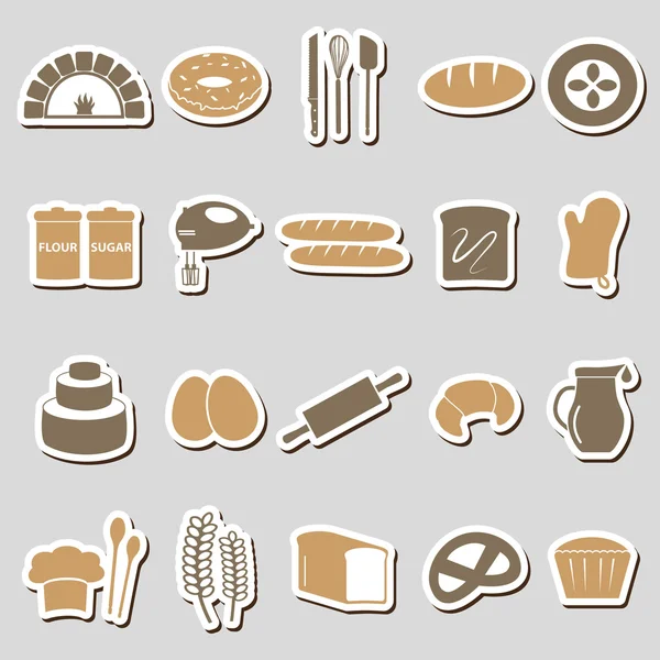 Simple bakery items color stickers set eps10 — Stock Vector