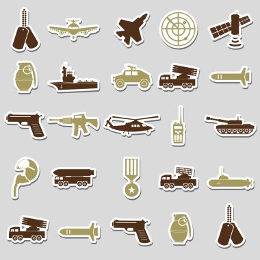 eps10 askeri Tema basit etiketleri Icons set