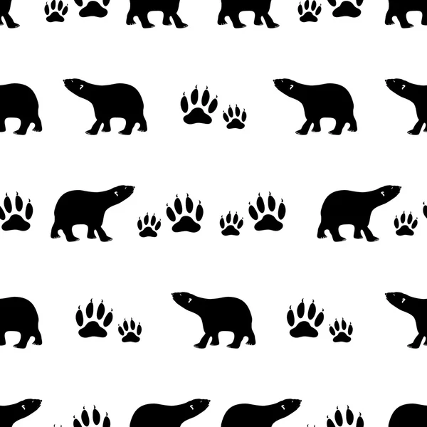 Vector black bears walking seamless pattern eps10 — Stock Vector