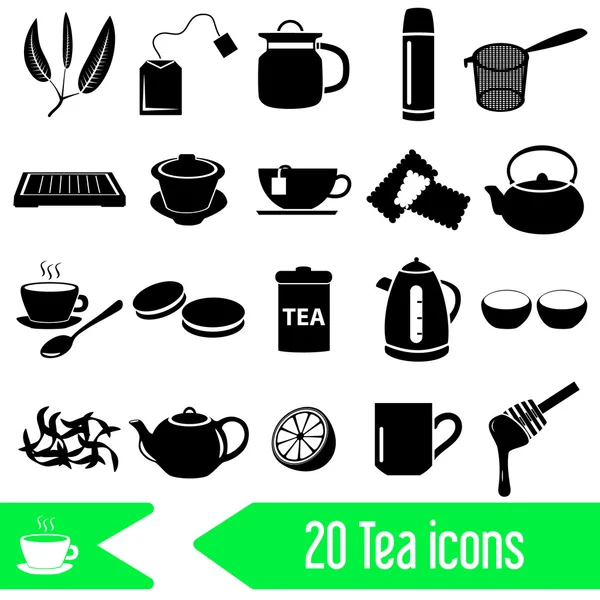 eps10 çay siyah tema basit Icons set