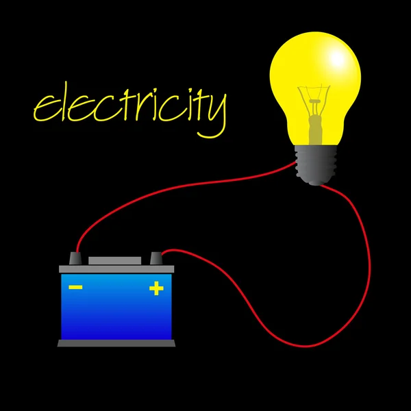 Sirkuit listrik dengan bola lampu dan baterai eps10 - Stok Vektor