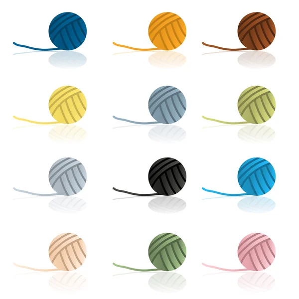 Various color balls of wool reflection eps10 — Stock Vector