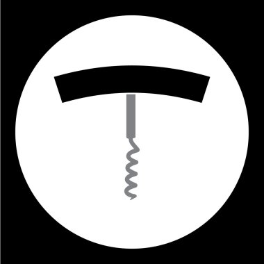 siyah ve gri şarap tirbuşon basit simge eps10