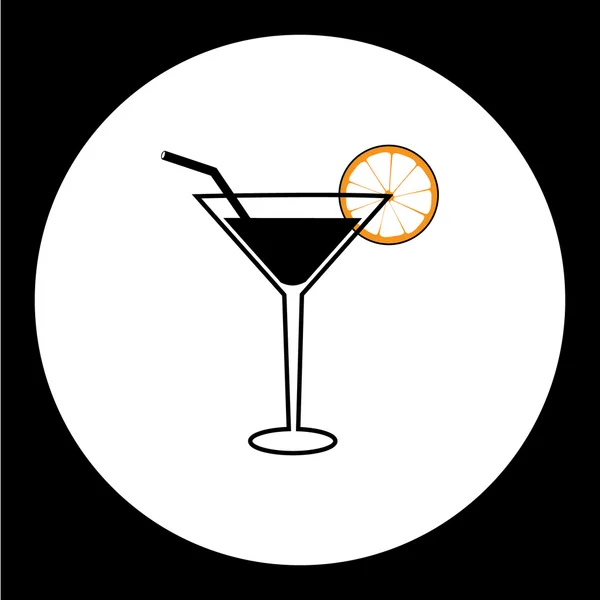鸡尾酒的酒精饮料柠檬与秸秆简单图标 eps10 — 图库矢量图片