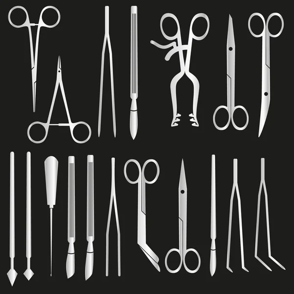 Серебряные хирургические инструменты и инструменты для хирургии eps10 — стоковый вектор