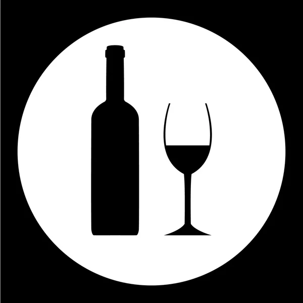Botella negra y copa de vino icono simple eps10 — Vector de stock