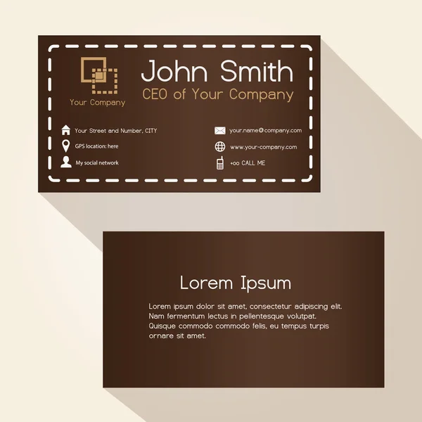 Simple brun cousu comme style carte de visite design eps10 — Image vectorielle