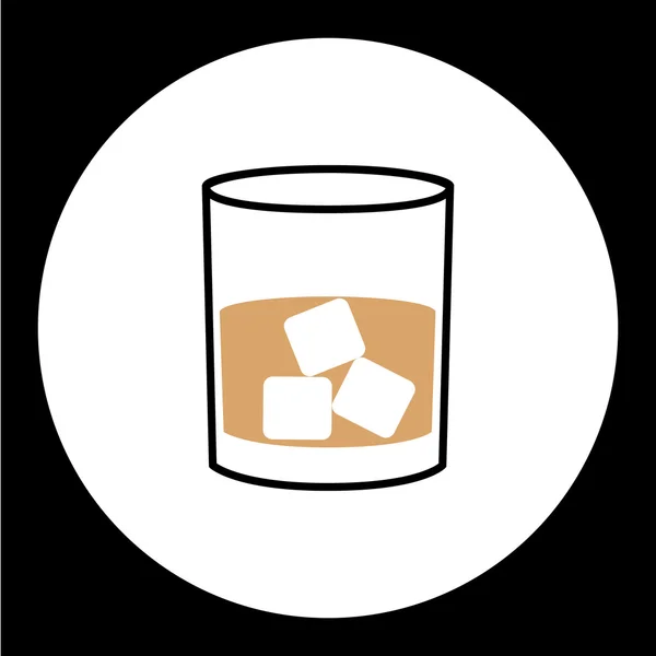 Vaso de whisky simple con cubos de hielo icono eps10 — Vector de stock