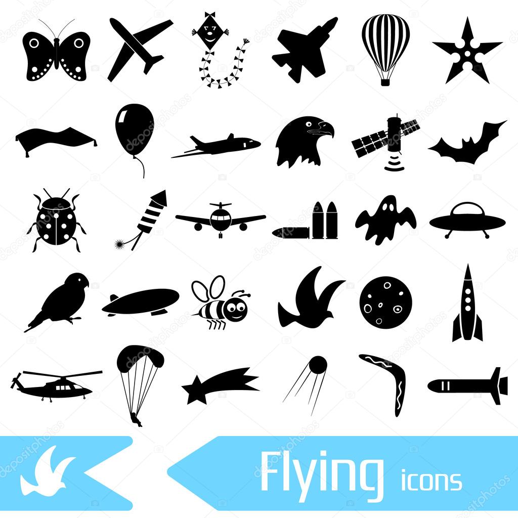 flying theme theme symbols and icons set eps10