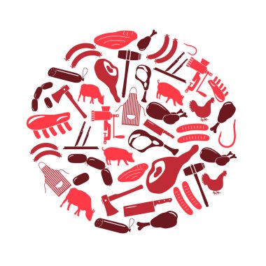 Daire eps10 kasap ve et Dükkanı Icons set