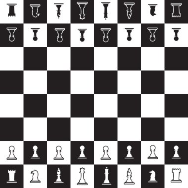siyah beyaz ters satranç parçaları eps10 ile satranç tahtası