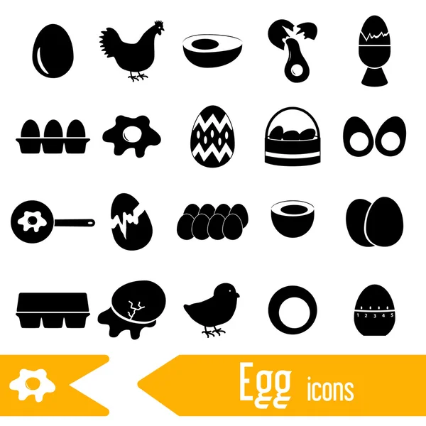 Set of egg theme black icons eps10 — Stock Vector