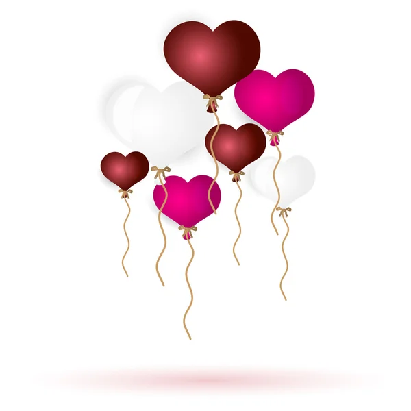 彩色氦气球心形状为爱和情人节 eps10 — 图库矢量图片