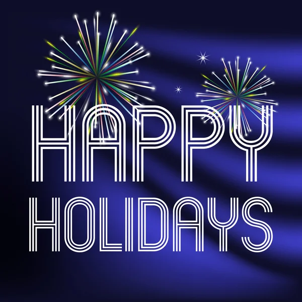 Happy holidays on dark blue background with fireworks eps10 — Stock Vector