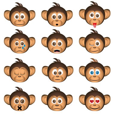 duygular eps10 yüz ifadesi ile şirin şempanze baş