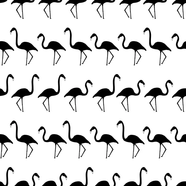 Фламинго черные тени силуэта в линии узор eps10 — стоковый вектор