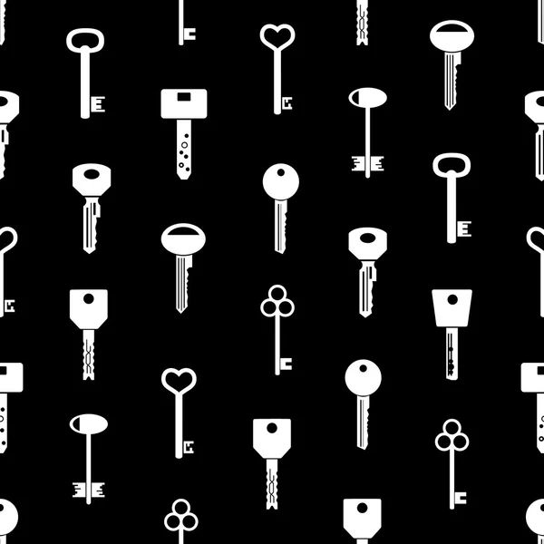Различные символы ключей для открытия замка черного бесшовного рисунка eps10 — стоковый вектор