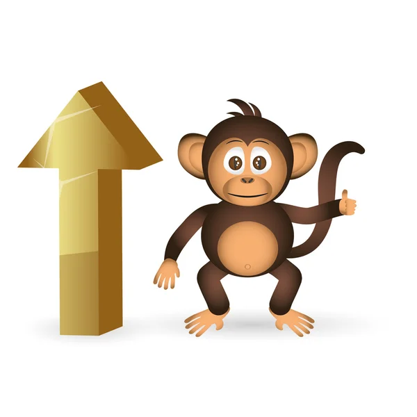 Милий шимпанзе маленька мавпа і зверху знак eps10 — стоковий вектор