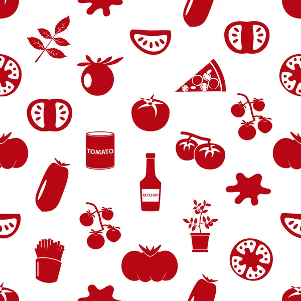 Tomatoes theme simple icons red seamless pattern eps10 — Stock Vector