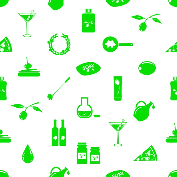 Aceitunas y aceitunas tema del producto iconos patrón sin costura eps10 — Vector de stock