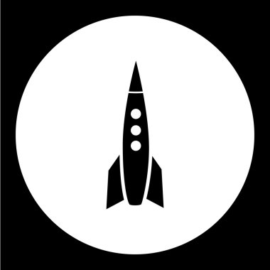 basit alan izole roket siyah simgesi eps10