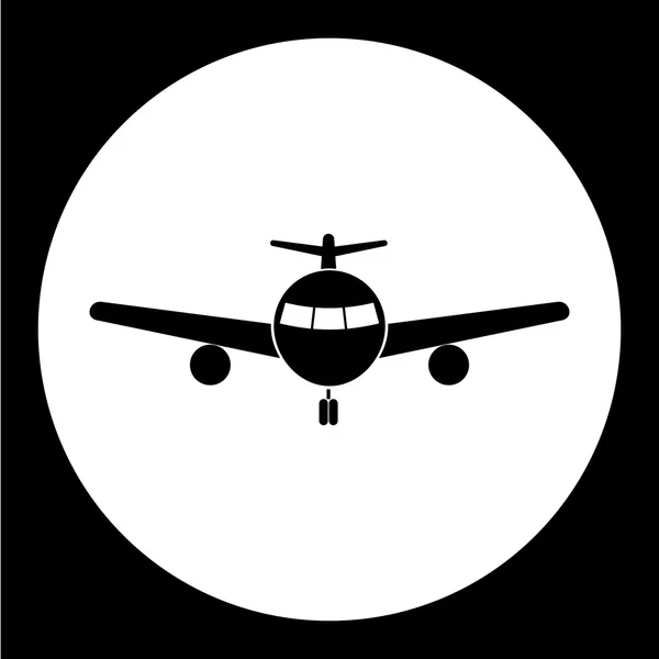 Простой передний вид самолета изолированный черный значок eps10 — стоковый вектор