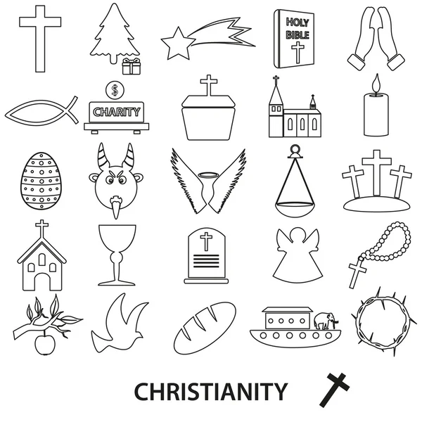 Cristiandad religión símbolos vector conjunto de iconos de esquema eps10 — Vector de stock