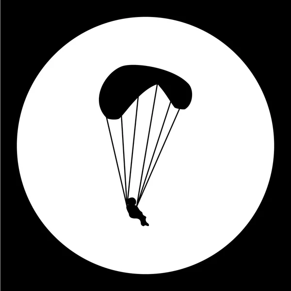 Hombre paracaidista simple aislado icono negro eps10 — Archivo Imágenes Vectoriales