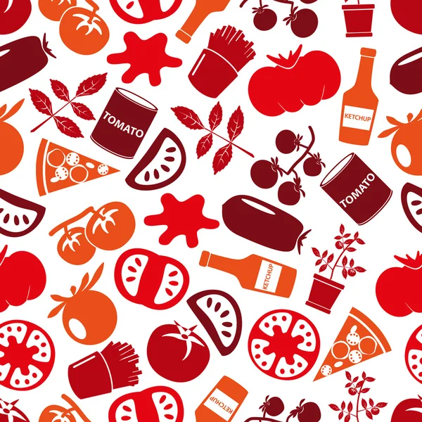 Red tomatoes theme simple icons seamless pattern eps10 — Stock Vector