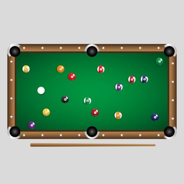 Komple Set renk bilardo topları üzerinde tablo eps10