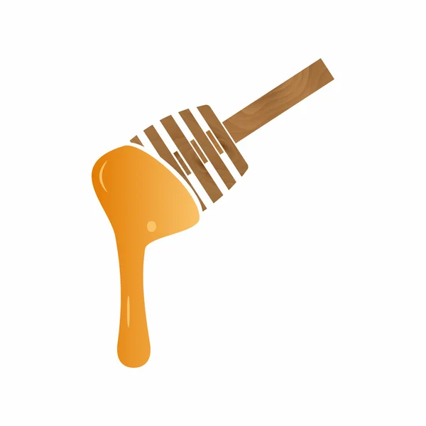 Bâton de louche en bois avec du miel coulant vers le bas eps10 — Image vectorielle