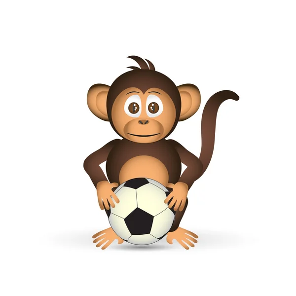 Bonito chimpanzé segurando fooball bola esporte pouco macaco eps10 —  Vetores de Stock