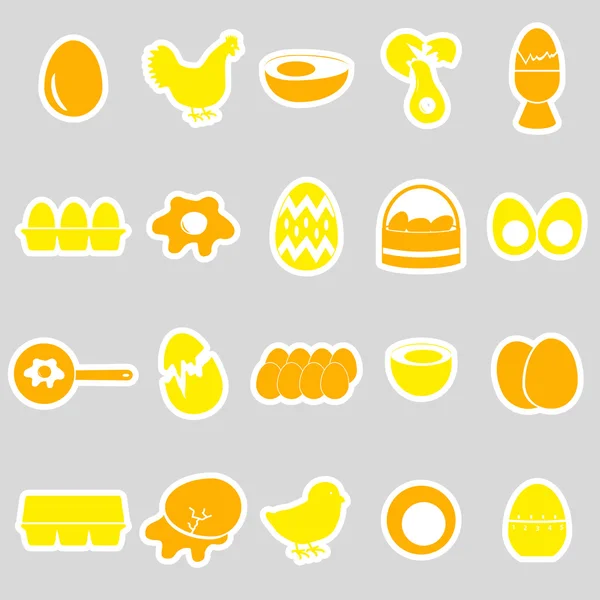 Set of egg theme yellow stickers eps10 — Stock Vector