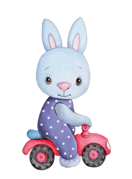 Симпатичный Мультяшный Кролик Маленький Заяц Кролик Акварельная Иллюстрация Детей Изолированные — стоковое фото