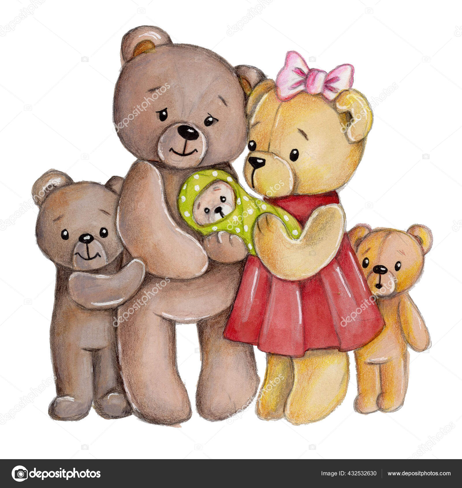 Cute Cartoon Teddy Bear Family Parents Kids Watercolor Hand Drawn Stock Photo by ©lehaim_lena65@ 432532630 Cute Cartoon Teddy Bear Family Parents Kids Watercolor Hand Drawn Stock Photo by ©lehaim_lena65@ 432532630