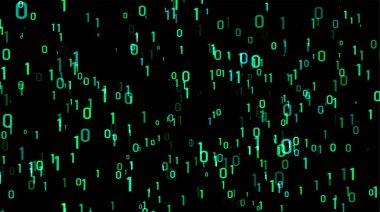 Siyah arkaplanda ikili kodlar akışı