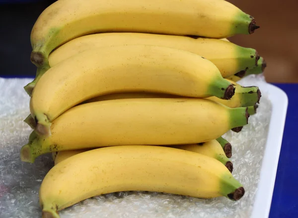 Sweet Fresh Yellow Bananas Cut Ready Eat Tray Good Nutrition — Stock Photo, Image