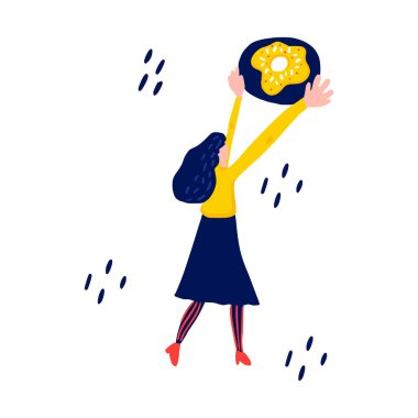 Yemek bağımlılığı illüstrasyonu. .Vektör illüstrasyonu