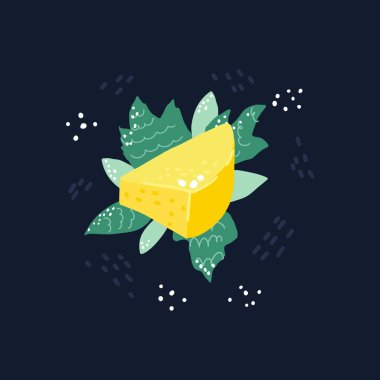 Yapraklı peynirin el çizimi