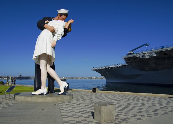 SAN DIEGO, California, USA - March 13, 2016: Kiss statue in San Diego harbour, USA