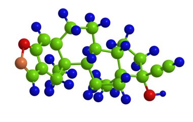 Hormon Danazol, 3d render moleküler yapısı 