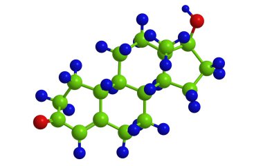 Hormon Nandrolone, 3d render moleküler yapısı 