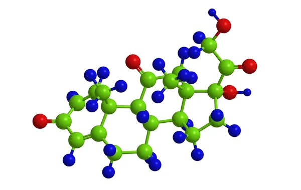 Struttura molecolare dell'ormone Prednisone, rendering 3D — Foto Stock