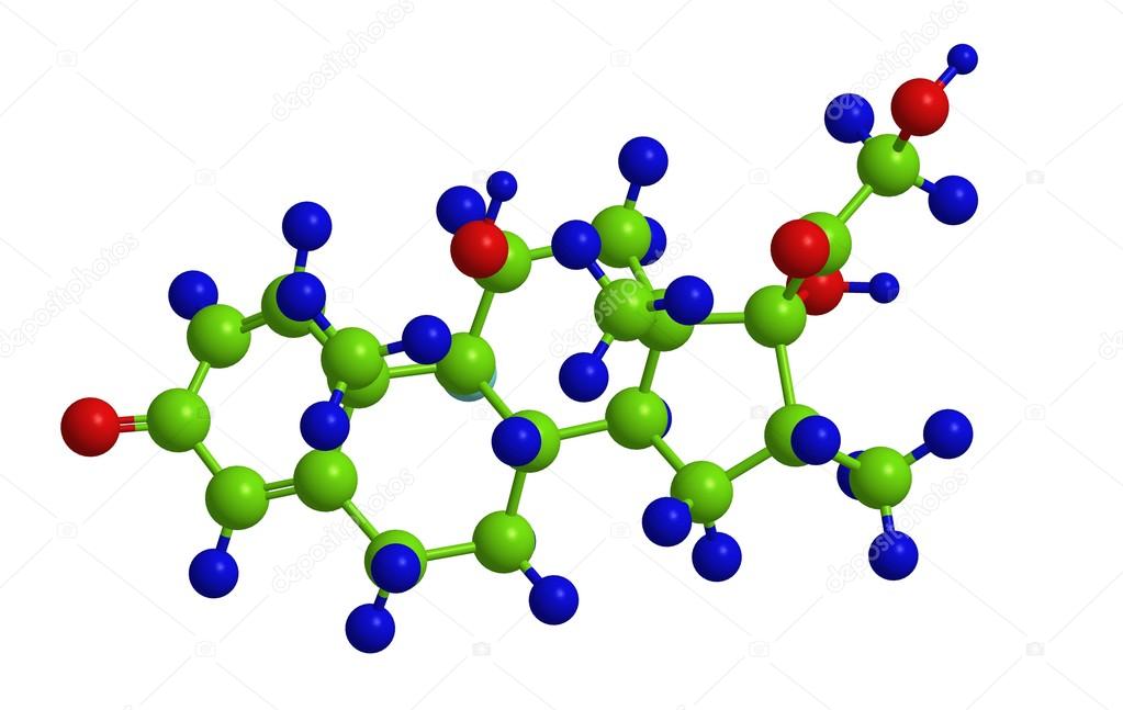 Molecular structure of steroid Dexamethasone, 3D rendering — Stock