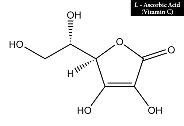 Molecular structure of ascorbic acid (vitamin C) — Stock Photo, Image