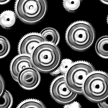 Siyah arka plan üzerine gri dişlileri