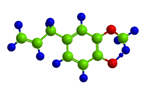 Molekularna struktura Eugenol, renderowania 3d — Zdjęcie stockowe
