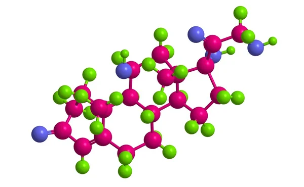 Молекулярна структура гормону Кортизол, 3D рендеринга — стокове фото