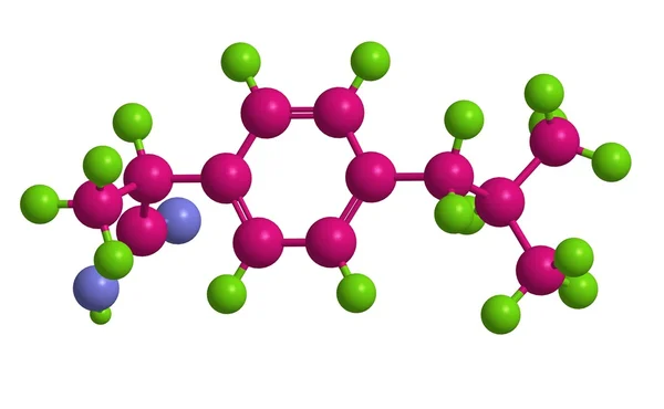 Estrutura molecular do ibuprofeno, renderização 3D — Fotografia de Stock